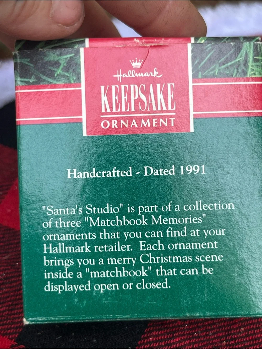 1991 Hallmark Keepsake Ornament titled Santa’s Studio from Matchbox Collection